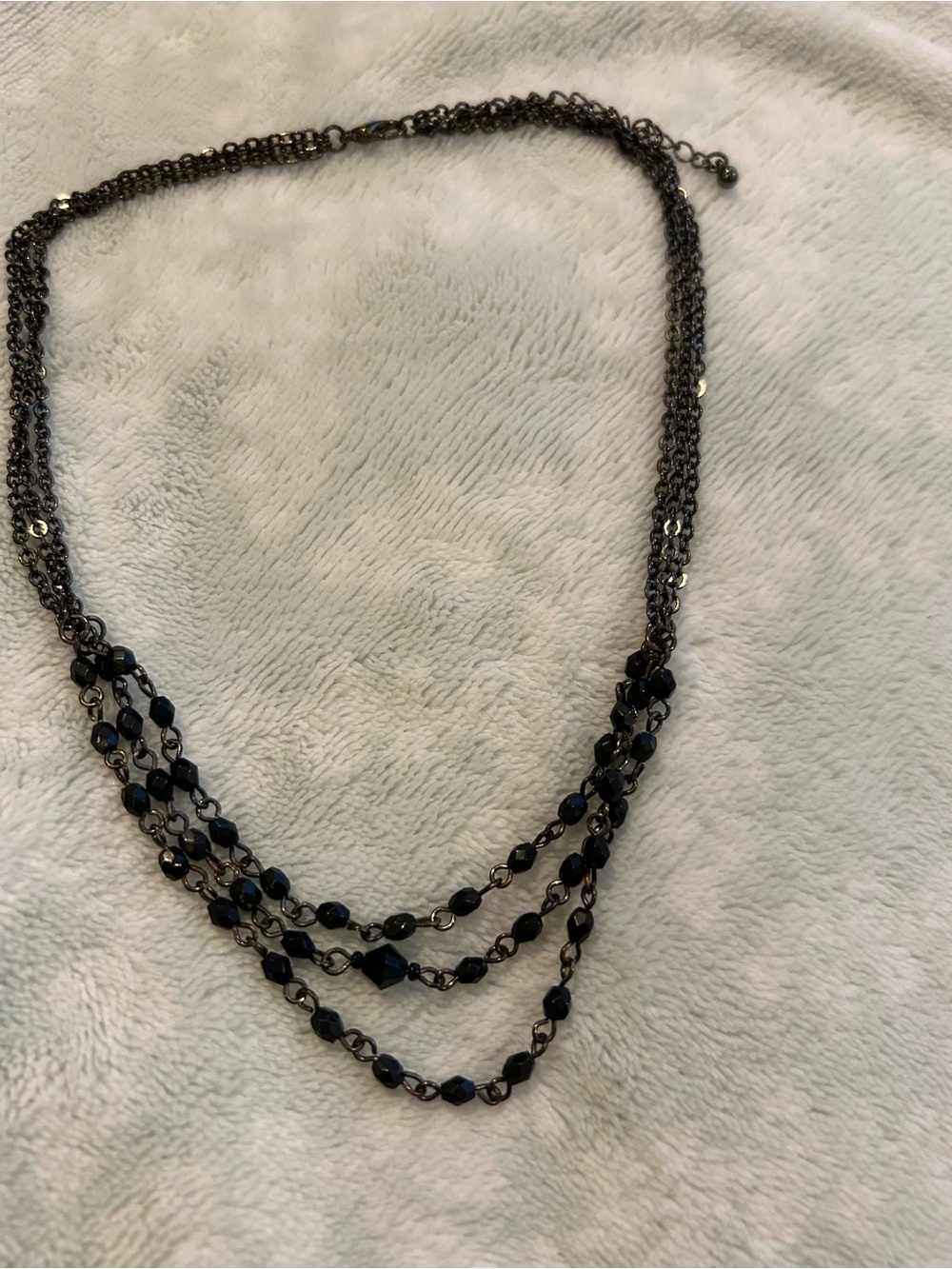Black Multi-Strand Beaded Layered Necklace